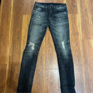 R13 Alison distressed skinny black jeans size 26